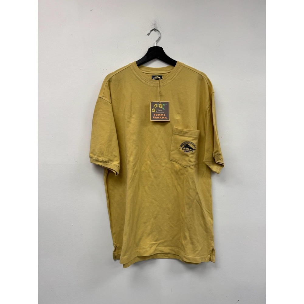 VTG‎ Tommy Bahama Shirt Mens Medium Yellow Pocket Tee Cotton Crewneck Canada